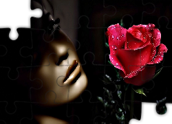 Kobieta, Twarz, Róża