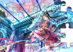 Dziewczyna, Kimono, Smok