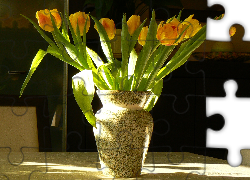 Żółte, Tulipany, Wazon