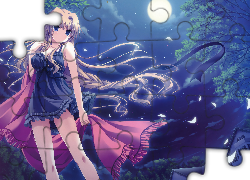 Dziewczyna, Księżyc, Las