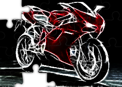 Czerwony, Motocykl, Grafika, Ducati 1198