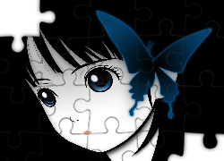 Smutna, Dziewczynka, Motyl