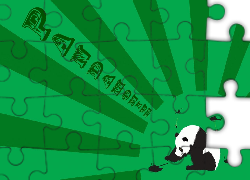 Panda, Zielone, Tło, Pandamonium
