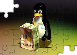 Linux, Pigwin, Pigwinek, kartonik, sok, windows, słomka