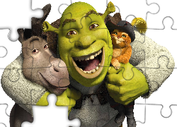 Shrek, Osioł, Kapelusz, Uśmiech, Przyjaźń