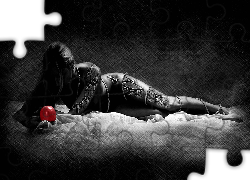 Kobieta, Czerwone, Jabłko