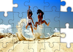 Dwie, Kobiety, Piasek