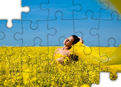 Kobieta, Woal, Łąka