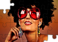 Kobieta, Czerwone, Okulary