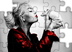 Kobieta, Szczur, Czerwony, Płaszcz