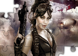 Dziewczyna, Gogle, Broń