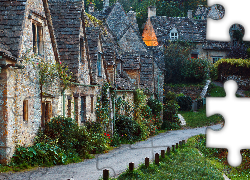 Domy, Droga, Wieś Bibury, Hrabstwo Gloucestershire, Anglia