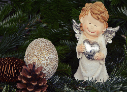 Dekoracja, Szyszka, Kula, Anioł, Serce