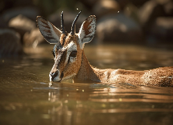 Antylopa, Impala, Woda, Grafika AI