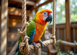 Papuga, Ara, Lina, Huśtawka, Grafika AI