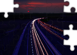 Droga, Autostrada, Noc, Światła