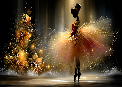 Taniec, Baletnica, Choinka, Kwiaty, Grafika AI