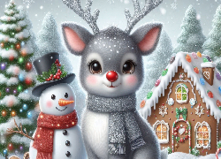 Świąteczne, Bałwanek, Kapelusz, Szalik, Renifer, Szalik, Domek, Piernik, Choinka, Zima, Śnieg, AI