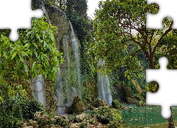 Skały, Wodospad, Ban Gioc Waterfall, Drzewa, Wietnam