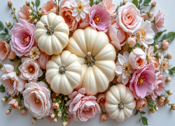 Dynie, Różowe, Kwiaty