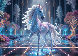 Jednorożec, Fantasy, Grafika, Magiczna Sceneria