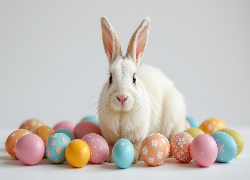 Biały, Królik, Kolorowe, Pisanki