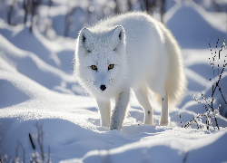 Lis, Biały, Polarny, Śnieg