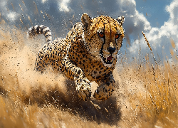 Gepard, Bieg, Skok, Grafika