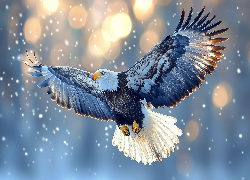 Fruwający, Ptak, Bielik amerykański, Rozpostarte, Skrzydła