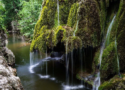 Omszałe, Skały, Wodospad, Bigar Cascade Falls, Rzeka, Minis River, Rumunia
