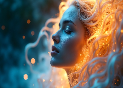 Kobieta, Zamknięte, Oczy, Blondynka