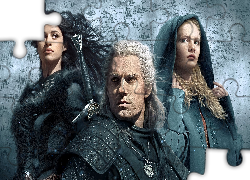 Serial, Wiedźmin, The Witcher, Aktorka, Anya Chalotra, Yennefer z Vengerbergu, Aktor, Henry Cavill, Geralt z Rivii, Freya Allan, Ciri