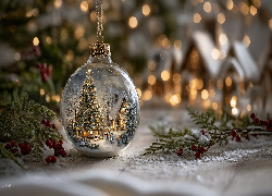 Boże Narodzenie, Bombka, Gałązki, Grafika AI