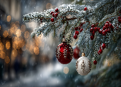 Boże Narodzenie, Świerk, Bombki, Grafika AI