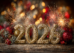 2026, Fajerwerki, Nowy Rok, Grafika AI