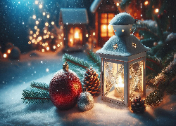 Boże Narodzenie, Lampion, Bombki