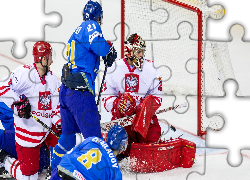 Hokej, Bramkarz, Rafał Radziszewski, Zawodnicy, Bramka, Mecz, Mistrzostwa Świata, Polska-Kazachstan, 2015