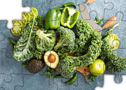 Zielone, Warzywa, Brokuły, Jarmuż, Papryka, Awokado, Pomidory