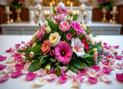 Bukiet, Kolorowe, Kwiaty, Białe, Różowe, Płatki, Kwiatów