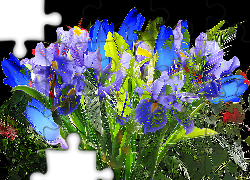 Niebieskie, Fioletowe, Kwiaty, Fractalius