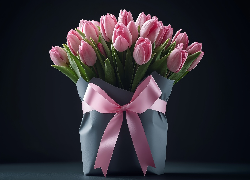 Tulipany, Różowa, Wstążka