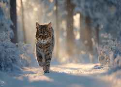 Kot, Las, Zima, Grafika AI