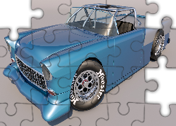 Niebieski, Zabytkowy, Chevrolet Bel Air Nomad Custom, 1955