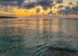 Morze, Kolorowe, Niebo, Zachód słońca
