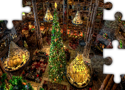 Boże Narodzenie, Choinka, Hotel, Disneys Wilderness Lodge, Hol, Orlando, Stany Zjednoczone