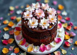 Czekoladowe, Ciastko, Kwiaty, Płatki