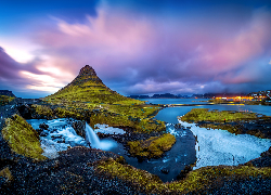 Góry, Góra Kirkjufell, Rzeka, Wodospad Kirkjufellsfoss, Islandia