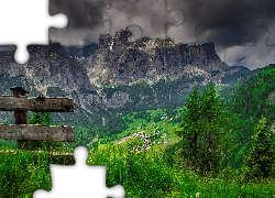 Góry, Chmury, Dolina, Domy