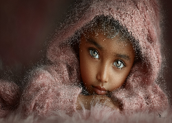 Dziecko, Szare, Oczy, Spojrzenie, Grafika AI