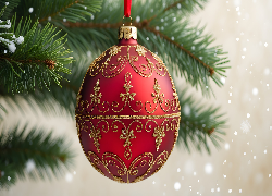 Boże Narodzenie, Czerwona, Bombka, Ornament, Gałązka